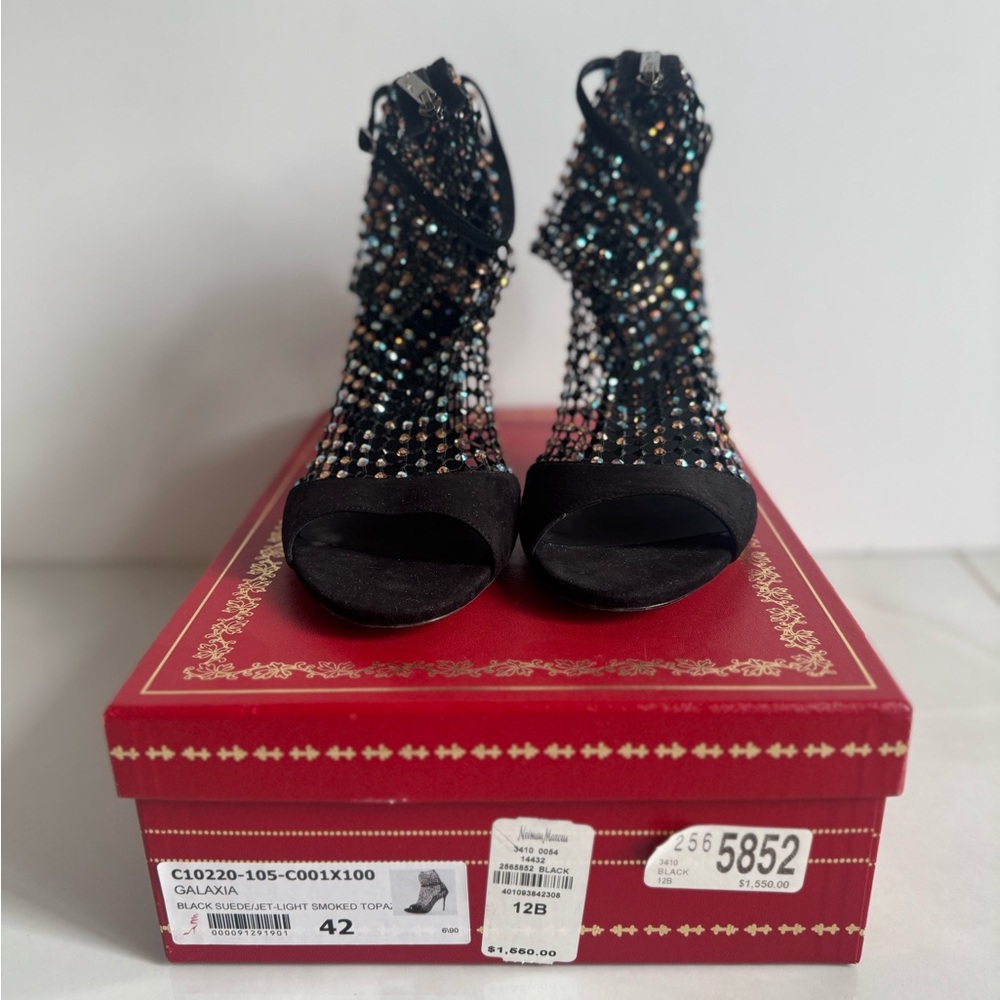 Rene Caovilla black heel with iridescent crystals